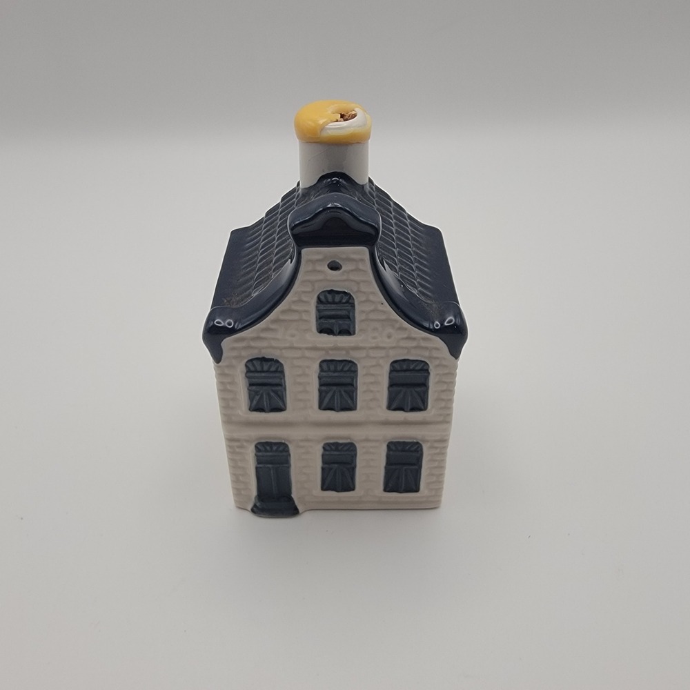 KLM Bols Blue Delft House 5 Miniature Bottle Amsterdam 2009 Empty Ceramic